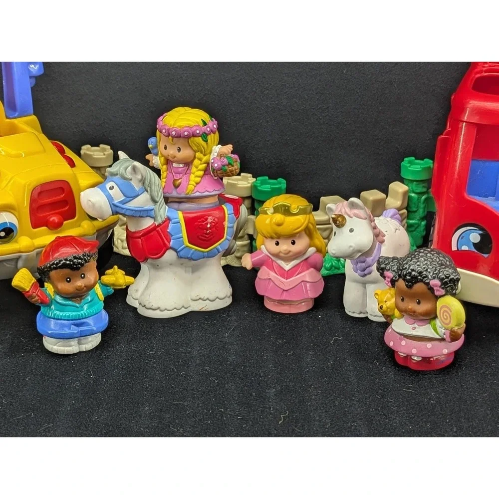 Lot of Mattel Fisher-Price Little People Fire Truck Concrete Mixer Car Princess